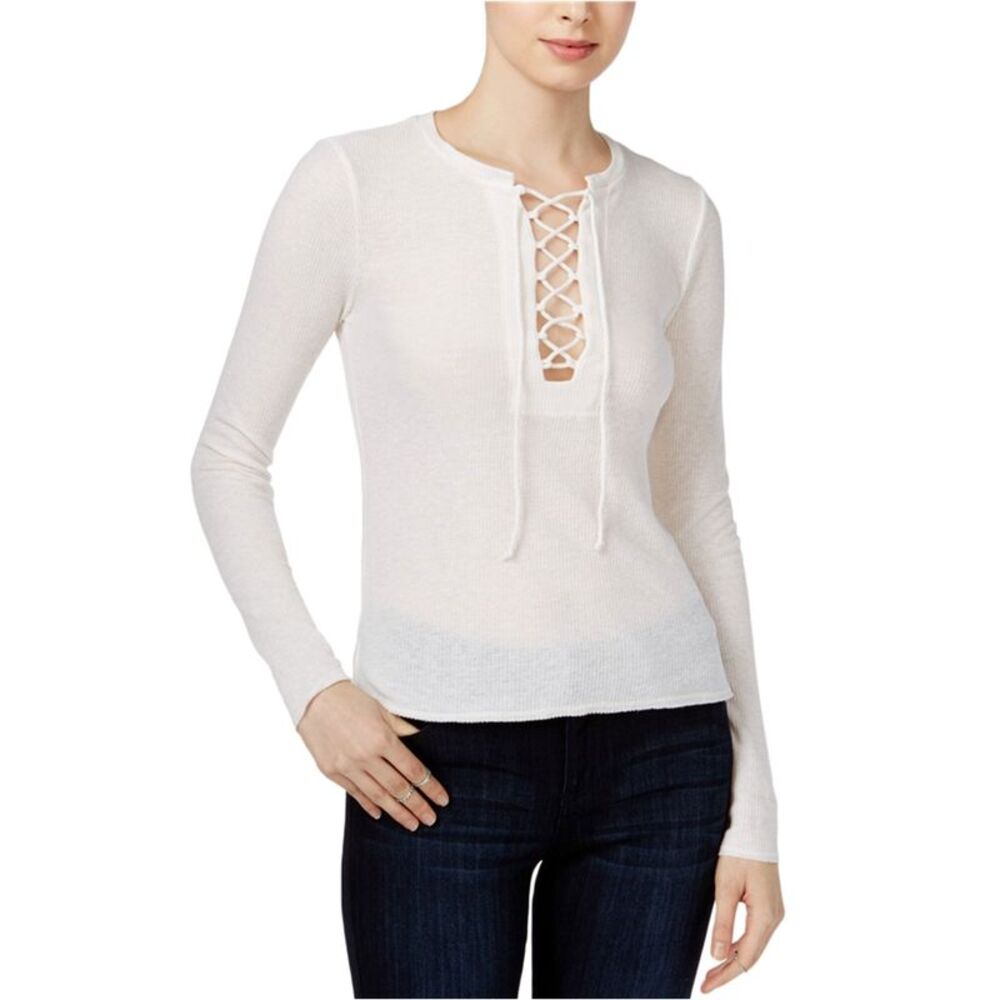 Chelsea Sky Womens Lace-Up Shell Blouse, NWT